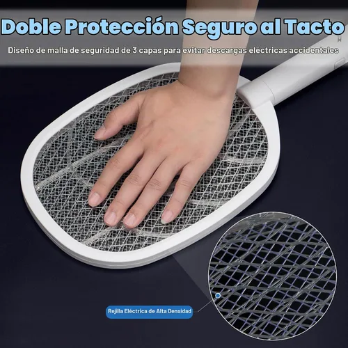 Vista 4 de Electric Fly Swatter Rackets, 2-in-1 Bug Zapper, 2 Pack Trampa de luz para insectos de alto voltaje de 3000 V, 3 capas de malla de seguridad