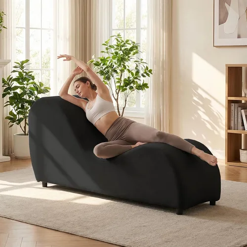 Vista 11 de Mjkone Tumbona de yoga de terciopelo para interiores, color beige