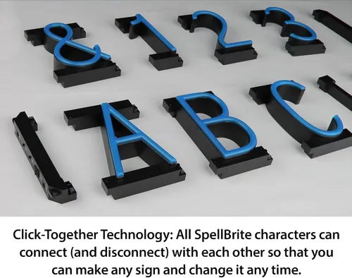 Vista 3 de SpellBrite Período LED Señales de bricolaje intercambiables con personajes LED azules Componentes adicionales necesarios para iluminar 6.3