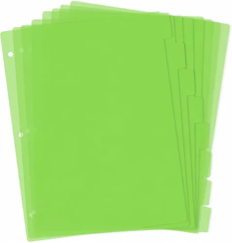 Vista 18 de Separadores de carpetas verde frijol con pestañas, separadores de plástico verde ( Bean Green )