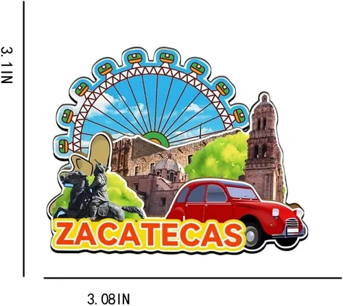 Vista 3 de Zacatecas - Imán de madera para nevera, diseño de México, monumentos 3D, recuerdos coleccionables, decoración hecha a mano -2319