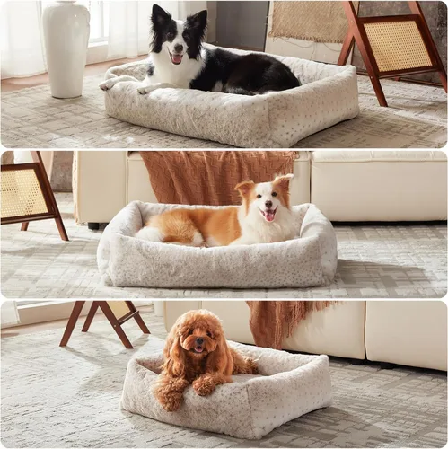 Vista 7 de JOEJOY Cama para Perro de Tamaño Mediano, Cama para Mascotas Ortopédica Lavable de Forro Polar de Pana Suave Premium con Funda de Cremallera