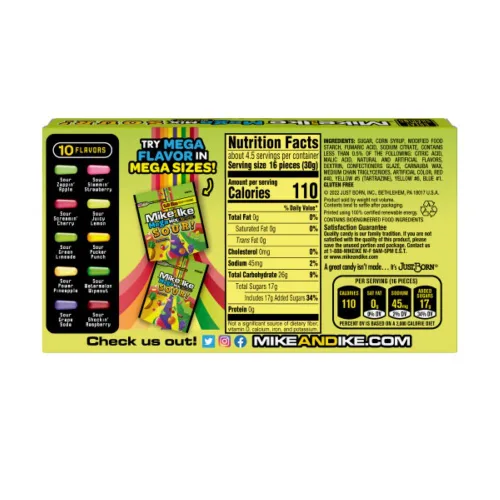 Vista 2 de Mike and Ike Candy, Mega Mix Sour, caja de teatro de 5 onzas, paquete de 12