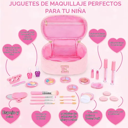 Vista 6 de Juego de maquillaje lavable para niños, 29 piezas, juguetes de maquillaje
