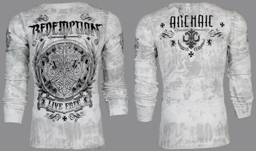 Vista 2 de Archaic by Affliction - Camisa térmica de manga larga para hombre, Blanco