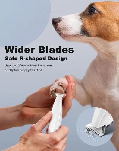 Vista 2 de Cortadora de patas de perro para aseo, cortadora de perros recargable inalámbrica con hoja ensanchada, afeitadora eléctrica de precisión de bajo