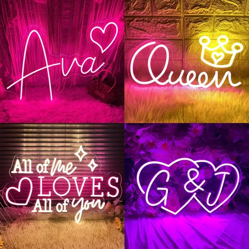 Vista 5 de Letrero de neón personalizado para decoración de pared, luces LED de neón Color personalizable