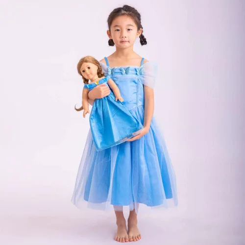 Vista 2 de Mikyra Vestido de princesa Cenicienta con vestido de muñeca a juego de 18 pulgadas