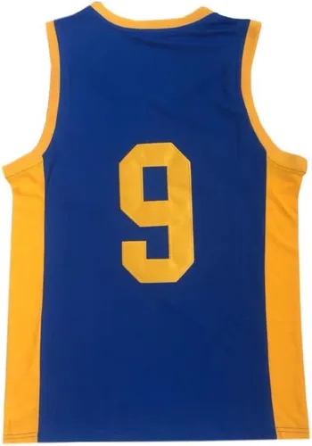 Vista 2 de Camiseta de baloncesto #9 clásica vintage Throwback #9 para hombre, camiseta de baloncesto S-XXXL amarillo, letras y números cosidos