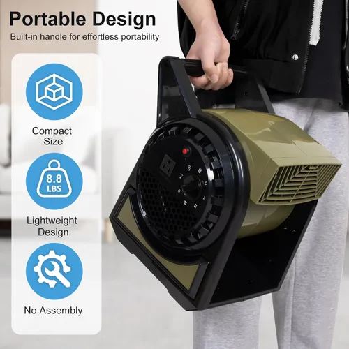 Vista 6 de BILT HARD Ventilador profesional giratorio de alta velocidad, ventilador de 15 pulgadas 450 CFM con 3 velocidades para secado, motor de aire de 120