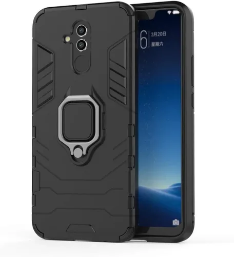 Vista 6 de Compatible con Huawei Mate 20 Lite, funda de metal con anillo de agarre a prueba de golpes (funciona con soporte magnético para automóvil), funda