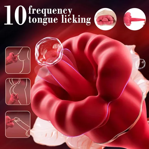 Vista 2 de Juguetes sexuales con vibrador de punto G, juguete sexual femenino adulto con 10 frecuencias vibratorias y 10 frecuencias de lamer la lengua