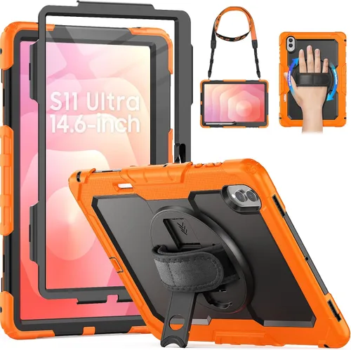 Vista 18 de HXCASEAC Funda para Samsung Galaxy Tab S11 (2025) de 11 pulgadas, diseño a prueba de golpes con protector de pantalla/correa de mano/soporte para S