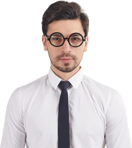 Vista 7 de Spooktacular Creations Gafas de mago, gafas redondas negras de Halloween, anteojos circulares negros para niños y adultos, accesorios de Halloween