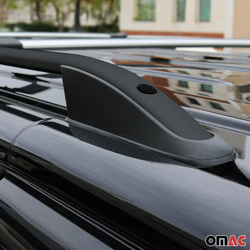 Vista 3 de Barra de techo OMAC con raíles laterales para Ford Transit Connect 2010-2013 L1 SWB, negro, aluminio, 2 piezas