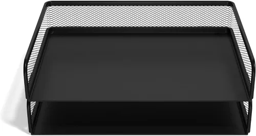 Vista 6 de Staples TRU RED TR57563-CC - Bandeja apilable de metal con carga lateral, color negro mate, paquete de 2 Desktop paper organizer for sorting