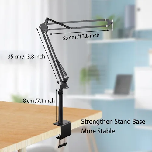 Vista 2 de Soporte de Micrófono con Brazo Articulado para Blue Yeti HyperX QuadCast SoloCast Yeti Nano Snowball SM7B Q2U Fifine K669B y Otros Micrófonos