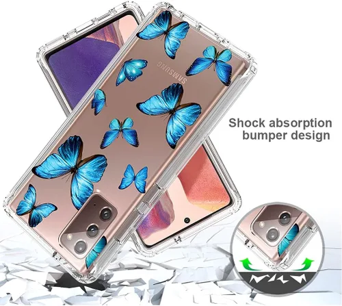 Vista 7 de Funda para Galaxy Note 20 5G, Samsung Note 20 para niñas, cuerpo completo, a prueba de golpes, transparente, floral, suave, flexible, TPU, funda
