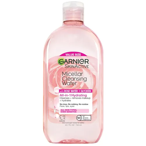Vista 10 de Garnier Agua micelar con agua de rosas y glicerina, limpiador facial hidratante y desmaquillante, para todo tipo de piel, vegano, libre de crueldad
