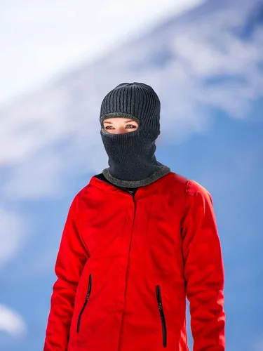 Vista 7 de 2 máscaras faciales de invierno para esquí, pasamontañas de punto cálido para hombres y mujeres, forro polar resistente al viento para deportes al