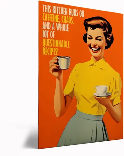 Vista 30 de Impresión retro de cocina – Divertido póster de los años 50, impresión retro de cocina, arte de pared de cocina feliz ama de casa, decoración retro