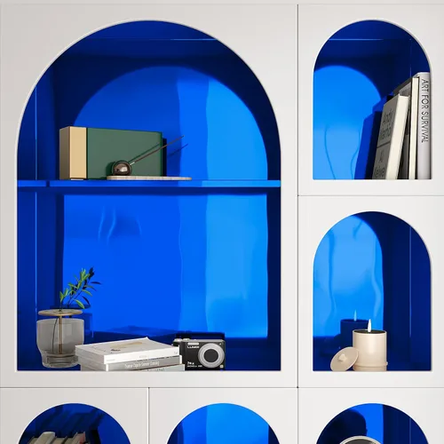 Vista 3 de VEELIKE Papel tapiz de vinilo metálico azul brillante de 15.7''x118'', despegar y pegar, vinilo espejo azul no reflectante, rollo de vinilo adhesivo
