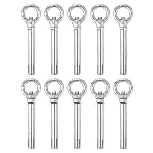 Vista 29 de uxcell Aro de elevación de la expansión, 8pcs M6x50mm 304 tornillo de expansión de acero inoxidable con anillo de ojo para pared de ladrillo