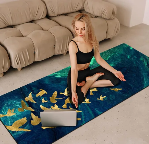 Vista 5 de nuveti Tapete de yoga grande TPE antideslizante con bolsa de transporte extra ancha para mujer, 72 x 32 pulgadas, extra grueso, 0.236 in