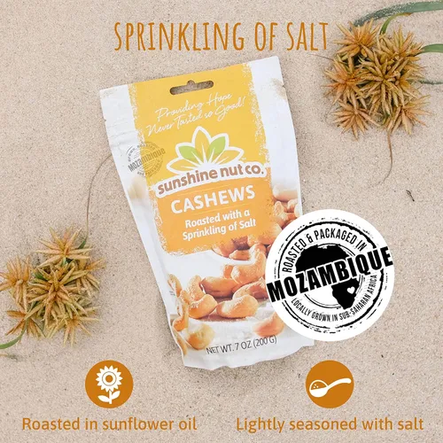 Vista 4 de Anacardos de Sunshine Nut Company 7 oz Lightly Salted, Gluten Free, Peanut Free, Vegan, GMO Free, Snack Packs for Kids and Adults, For Lunchboxes