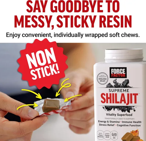 Vista 5 de Force Factor Supreme Shilajit, shilajit del Himalaya prémium para hombres y mujeres, promueve la energía, la resistencia, la salud inmunológica