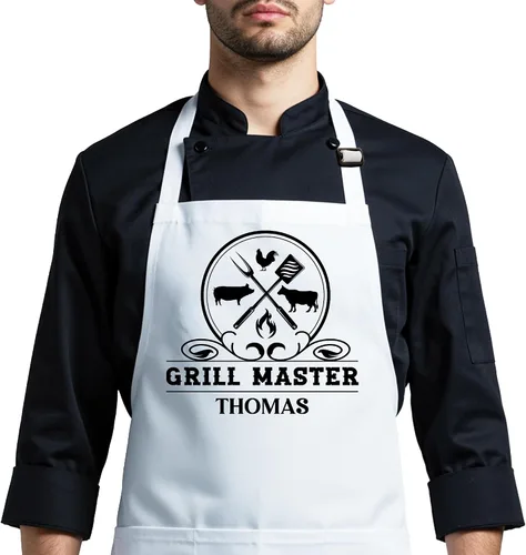 Vista 5 de Delantal para barbacoa y parrilla, regalo personalizado para el día del padre para papá, maestro de parrilla, abuelo, delantal de chef, delantales