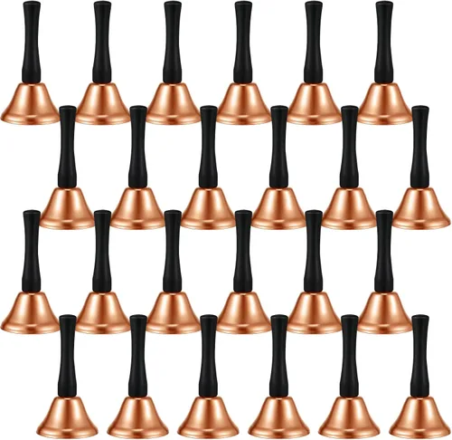 Vista 9 de Boao 24 campanas de mano de acero para servicio de acero con mango de madera negra, campanas de metal diatónico, percusión musical (negro)