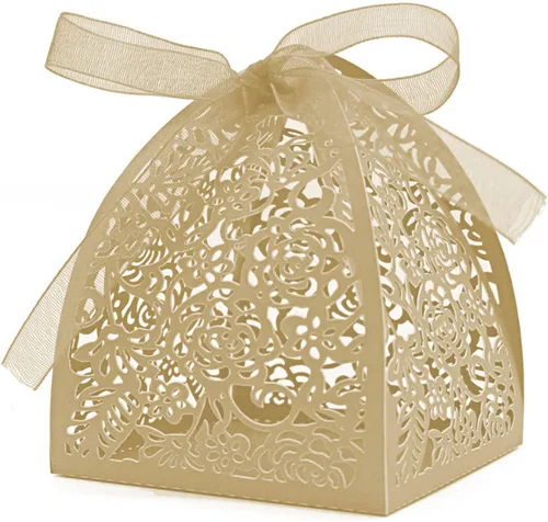 Vista 5 de Auto-plaza - 50 cajas de regalo de belleza cortadas con láser, cajas de dulces con cintas (verde)