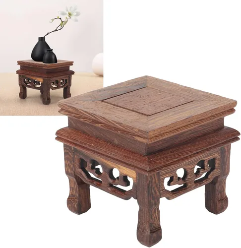 Vista 9 de Mini soporte de exhibición de taburete de madera de estilo chino, estante de exhibición de macetas de jardín, soporte decorativo para elevador