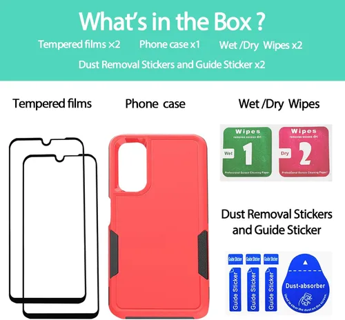 Vista 300 de Jeylly Compatible con Samsung Galaxy A22 5G Funda, Funda Samsung A22 5G con 2pcs protectores de pantalla de vidrio templado
