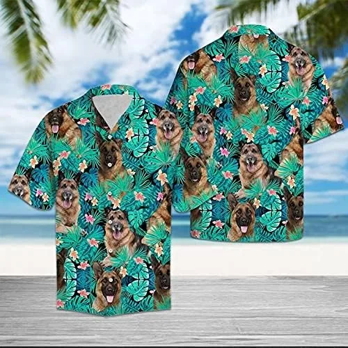 Vista 2 de Camisas hawaianas de perro para hombres Verano con botones hacia abajo para hombre hawaiano camisas de manga corta serie 36
