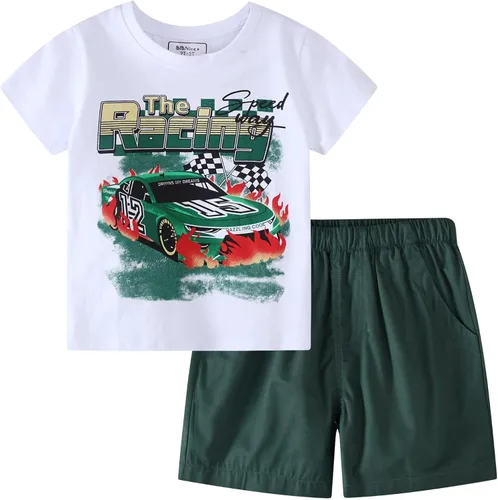 Vista 13 de Conjunto corto de ropa de verano para niños pequeños, de algodón Bs20-tz51