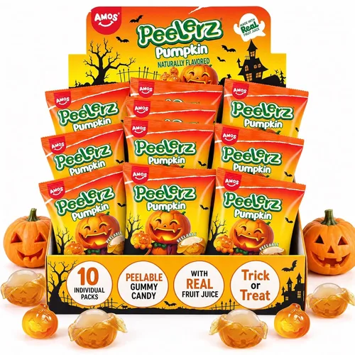 Vista 9 de AMOS Peelerz - Paquete variado de gomitas pelables, sabor mango, uva, manzana verde y piña, hecho con jugo de fruta real, 4 bolsas, 13.22 oz (375 g)