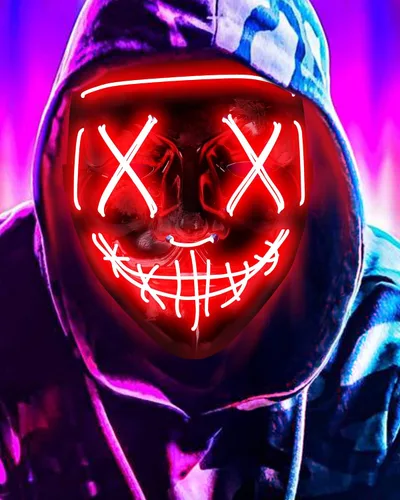 Vista 2 de Sago Brothers Halloween Mask LED Light up Purge Mask Purge Mask CostumeHalloween Masks costume for Men Women Kids