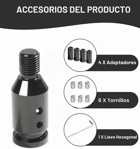 Vista 4 de YAKEFLY - Conector universal de cambio de marchas, adaptador de palanca de cambios automático de aluminio, engranaje manual no roscado M12x1.25 Negro