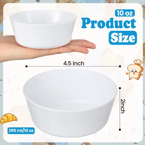 Vista 2 de Irenare 48 cuencos pequeños de plástico para niños, 10 onzas, aperitivos de cereales, cuencos para niños pequeños, aptos para microondas