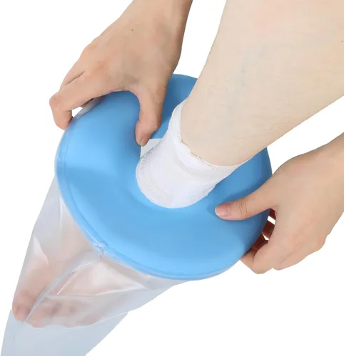 Vista 4 de Ymapinc Funda impermeable para pies, protector de ducha reutilizable para yesos quirúrgicos, vendajes, heridas, funda elástica suave y cómoda
