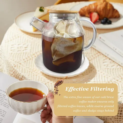 Vista 3 de Bolsa de filtro de café Cold Brew compatible con Toddy Cold Brew System, filtro de café reutilizable de algodón orgánico grande de 12 x 11 pulgadas
