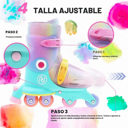 Vista 3 de JajaHoho Roller Skates for Kids, Adjustable Convertible 2-in-1 Skates, Age 3-7,Junior Size 7-12, Tri-Wheels to Inline Skates, Light up Wheel, Inline