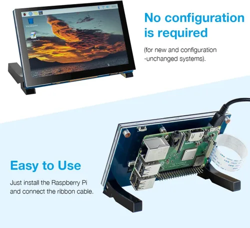 Vista 3 de Hosyond Pantalla táctil IPS MIPI DSI de 5 pulgadas compatible con Raspberry Pi 5/4/3, pantalla capacitiva de 800 x 480 píxeles, interfaz sin