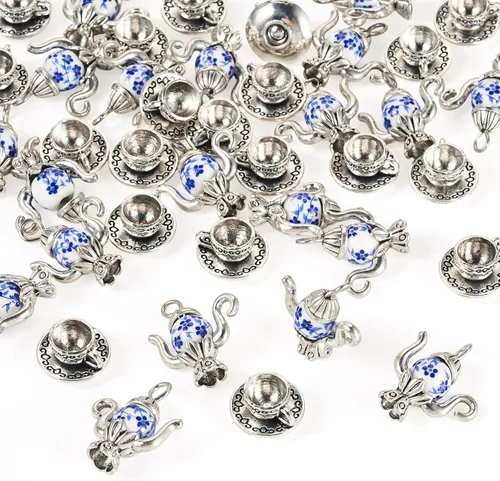 Vista 10 de Craftdady Colgantes de aleación de plata antigua estilo tibetano, bonitos dijes colgantes de metal, colgantes de animales vintage, dijes colgantes