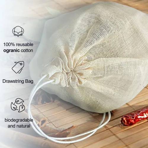 Vista 2 de MyLifeUNIT Bolsa de sopa, bolsa de malla de algodón para tamaño grande 10" x 12", juego de 4