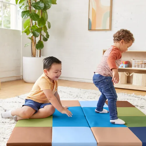 Vista 8 de ECR4Kids Folding Activity Play Mat, Soft Play, 48in Square, Earthtone
