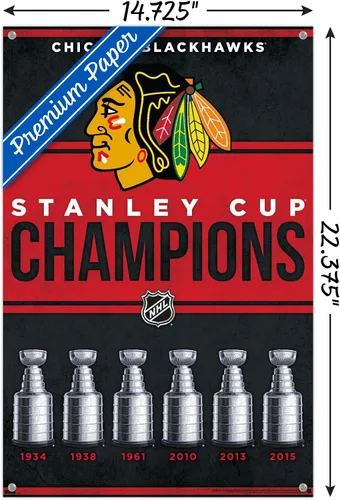 Vista 3 de Trends International NHL Chicago Blackhawks - Póster de pared de Champions 23, 14.72 x 22.37 pulgadas, paquete de póster premium y alfiler