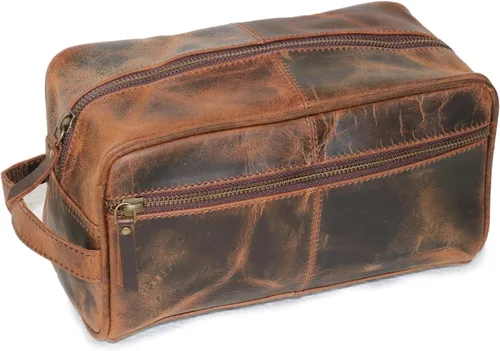 Vista 8 de jaald Neceser de cuero genuino negro de lujo para hombre, kit de ducha, bolsa de afeitado y aseo para viajes, padrinos de boda, regalo para hombres